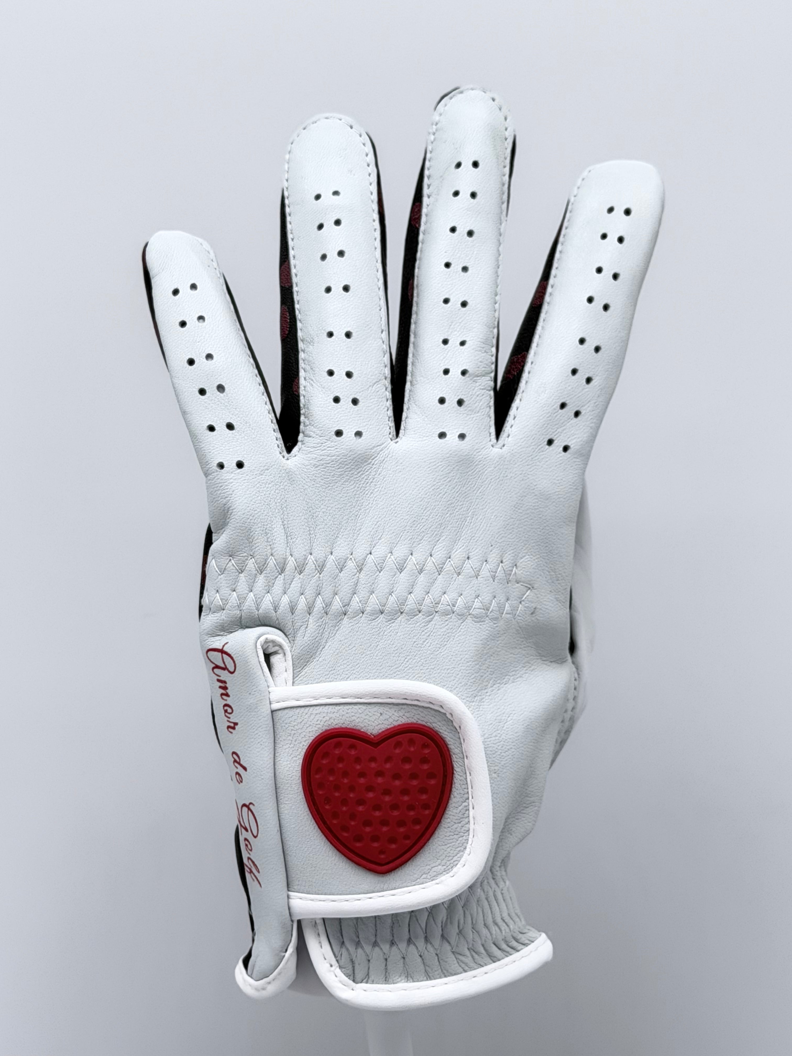 White and Red Golf Glove
